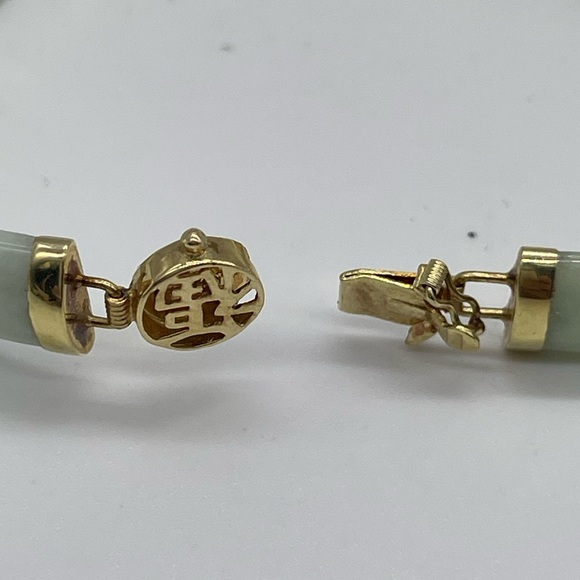Vintage 10k Gold Jade Bracelet - Picture 6 of 8